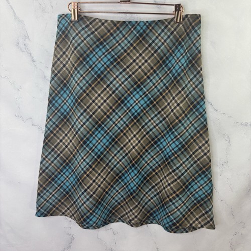 Vintage 70's groovy plaid A line skirt Acrylic lightweight stretch L Academia - Picture 7 of 9