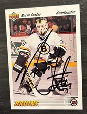 Autographed Norm Foster #465 1991-92 Upper Deck Boston Bruins
