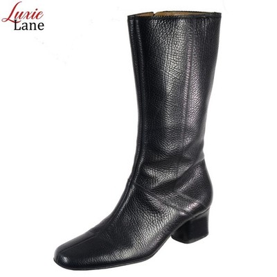 LKNW BALLY TRANVIA Mid-Calf Boots Sz 6 US Black Grainy Leather ITALY Block Heel