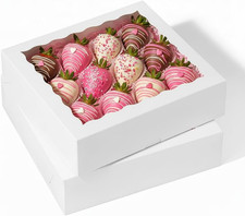 6PCS 9X9X2.5 Inches White Bakery Boxes,Pie Boxes with Clear Window Treat Boxes f