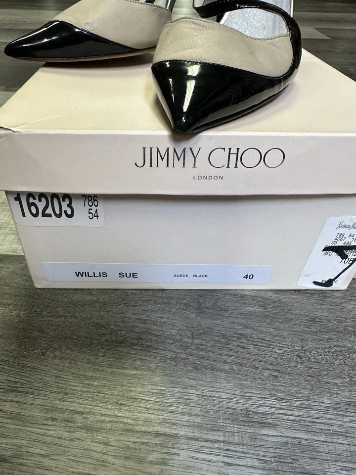 Jimmy Choo Willis Half D’Orsay Pumps Black Beige Patent & Suede Size 40 (US 10) - Image 4 of 4