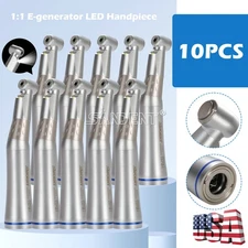 10X Dental 1:1 LED Contra Angle Handpiece E-generator Push button Inner