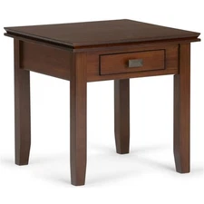 Simpli Home Artisan Wood 21" Square Transitional End Side Table in Russet Brown
