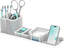 Pen Holder for Desk, 6 Piece Mesh Desk Organizer set for Office Organization ...