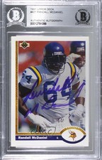 BAS 1991 Upper Deck Randall McDaniel #421 Authentic Auto HOF 0o9