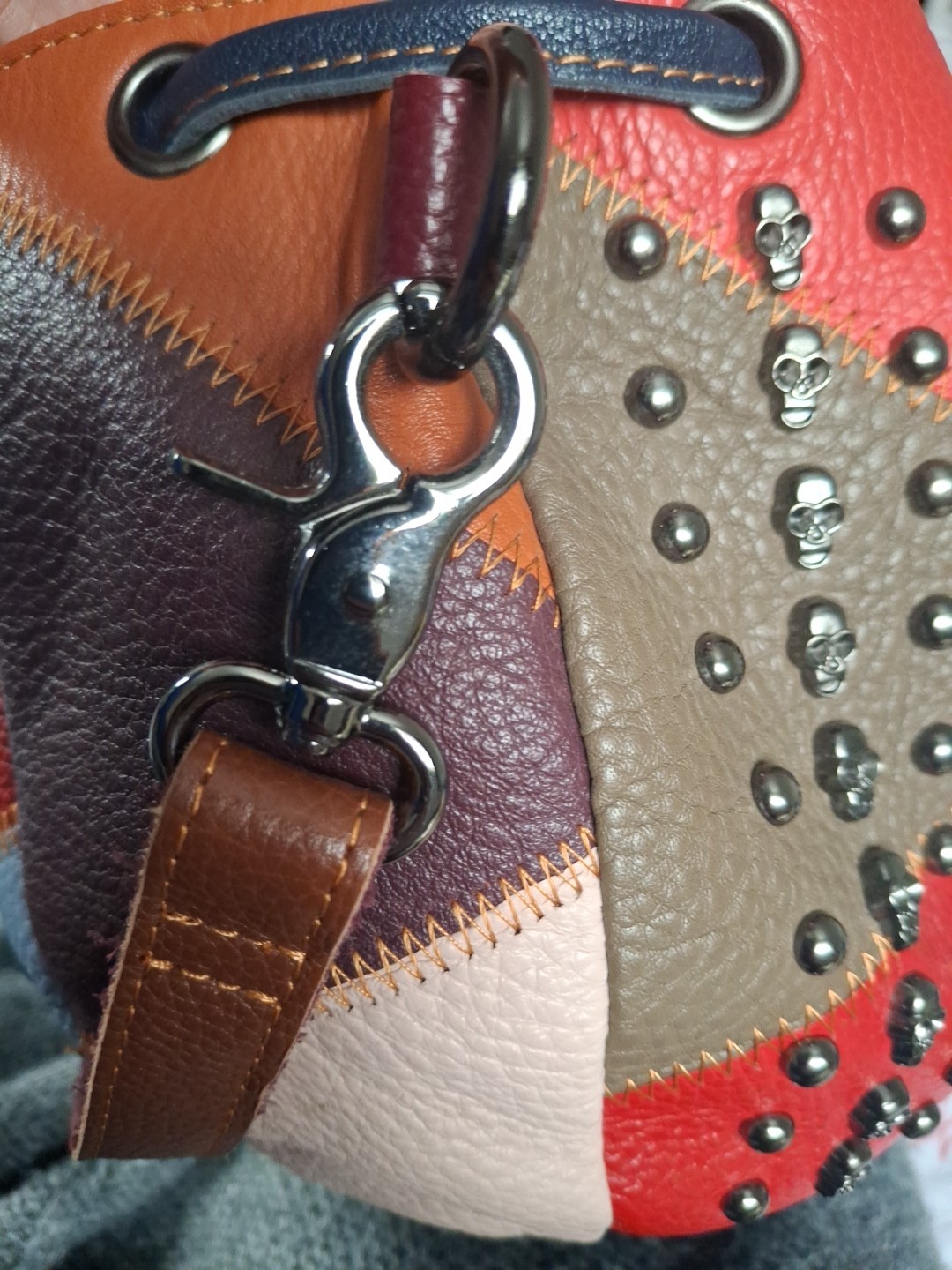 Ameri Leather Colorful Patchwork  Drawstring Pouc… - image 4