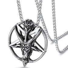 Collier Satanique Baphomet Pentacle Inversé Pendentif Satanique Temple Chèvre...