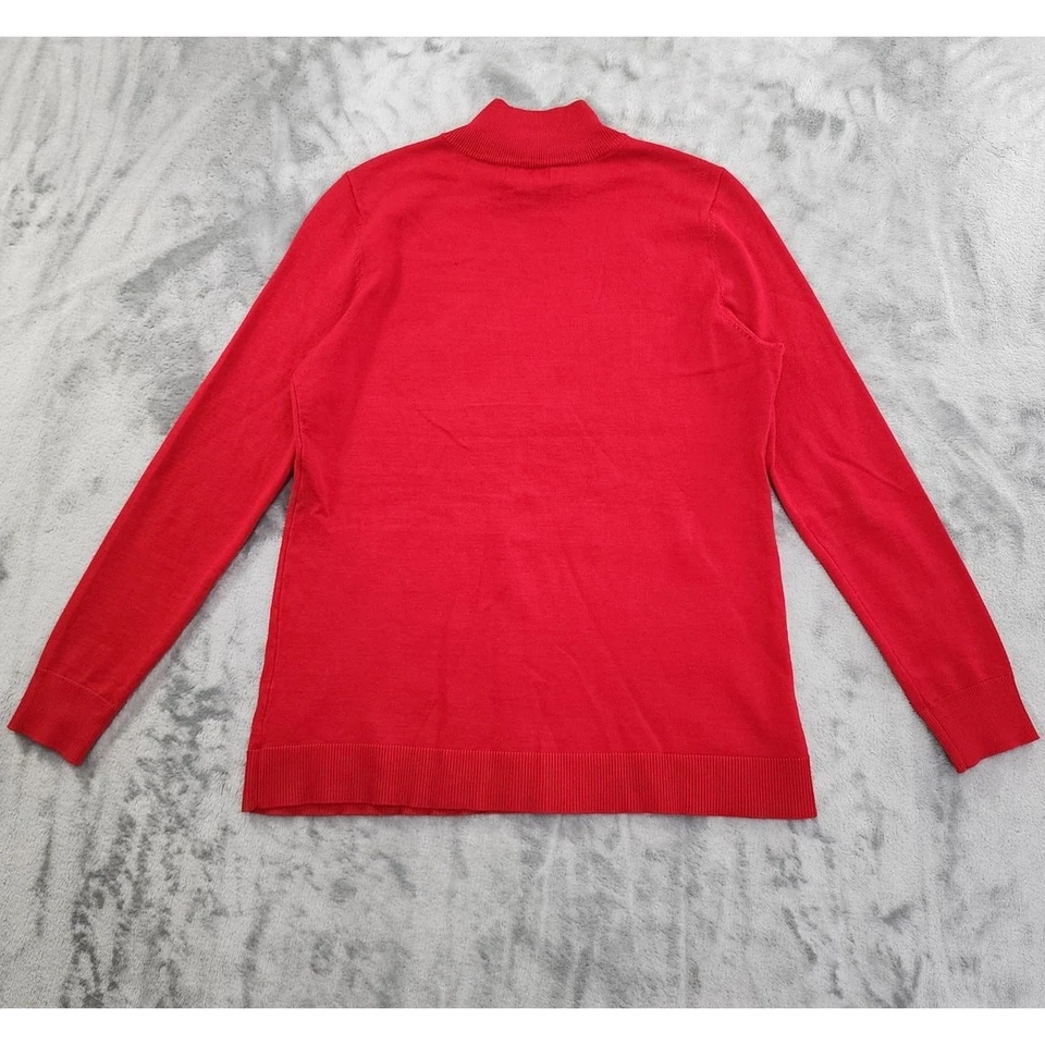 Suéter Calvin Klein manga longa gola botão tamanho P ouro vermelho pulôver elástico - Imagem 4 de 4