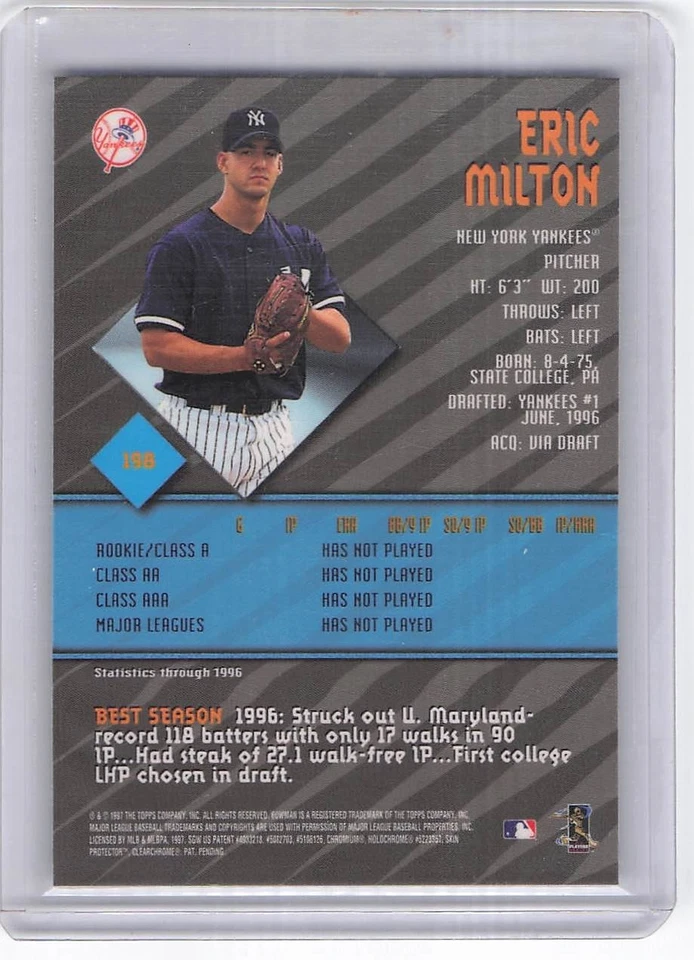 1997 Bowman's Best #198 Eric Milton - Image 2 of 2