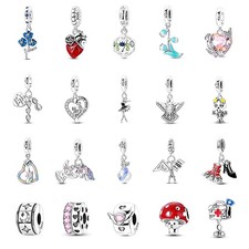 European 925 Sterling Silver DIY Charm CZ Love Flower Pendant For Women Bracelet