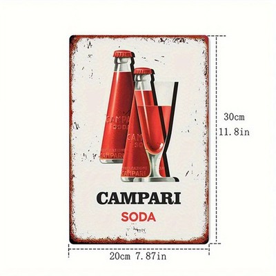 Campari Soda Vintage Tin Metal Signs Home Décor Retro Italian Aperitif Decor wit