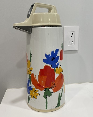 Coffee Carafe Everest Airpot 1.9L Hot Cold Tea Dispenser Flowers & Poppies MCM