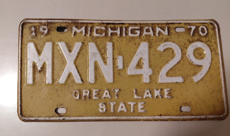 1970 Michigan License Plate MXN 429