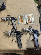 Binks Model 7 Spray Guns (lot of 3) And Two Rebuild Kits Nozzles 36SD (2) 36SK