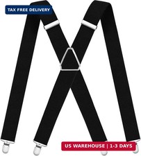 WOXVM Mens Suspenders Adjustable Braces with 4 Strong Metal Clips Elastic X Back