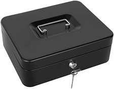 Cash Box with Lock and Money Tray Metal Money Box Large Cash Lock Box for M
