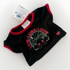 NEW Build-A-Bear Black Red Live Lurk Love Mothman T-Shirt Top