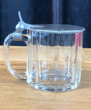 Vintage German M. Ges-Gesch Glass .5L BEER STEIN with Pewter Lid Paneled Sides