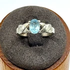 VTG Sterling Silver 925 Oval Cut Blue Topaz Prong Set Statement Ring Size 6.75
