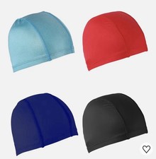 4pcs Unisex Swim Caps, Red, Black, Blue, and Light blue