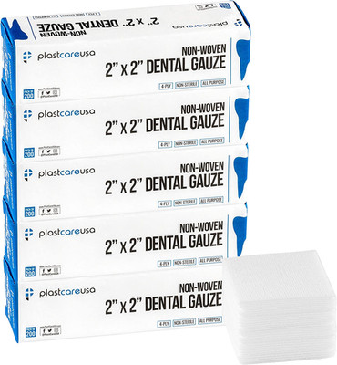 1000 Count 2x2 Gauze Pads  Non-Sterile 4-Ply Dental & First Aid Wipes (5x200)
