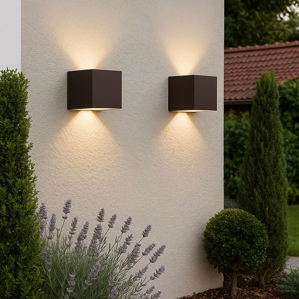 Wandlampe Außenleuchte Wandleuchte Gartenlampe rost Lichteffekt Up Down LED  - Bild 3 von 4