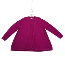 J JILL Sweater Womens Large L Petite Purple Open Front Cardigan Linen