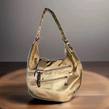 Travelon RFID Bag Travel Multi Section Hobo Bag Beige Extra Strap Crescent 