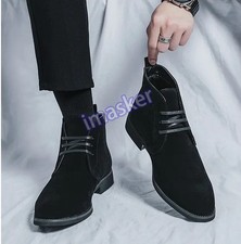 British Men's High Top Pointed Toe Boots Oxfords Leather Lace Up Shoes Sz 38-48