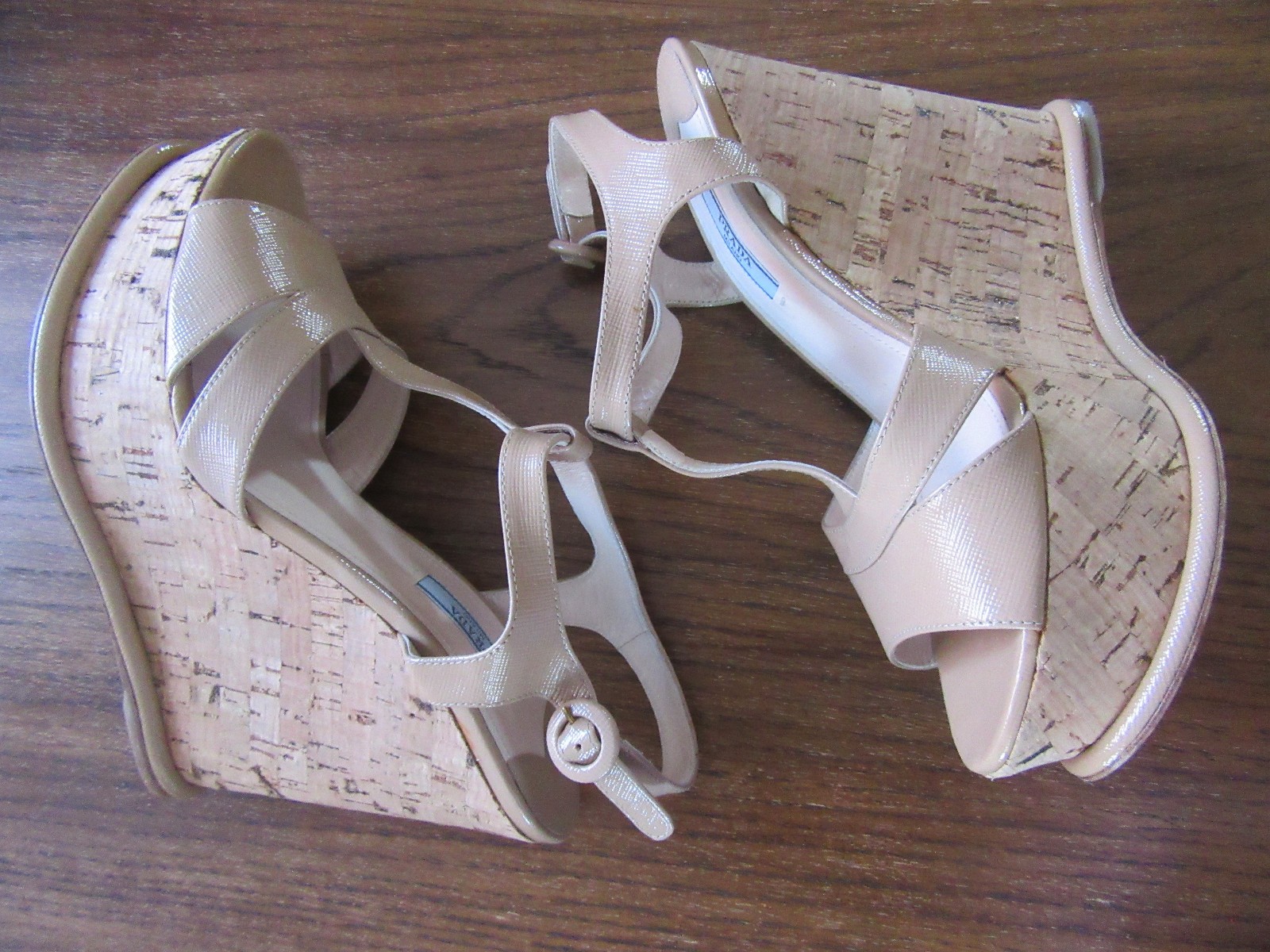 NEW PRADA Saffiano Platform Wedge Cork Sandals Black US 10 EU 40 thumbnail 3