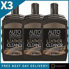 3 x LEATHER CLEANER LIQUID CONDITIONER 500ML NON DRIP REMOVES GRIME AUTO EXTREME