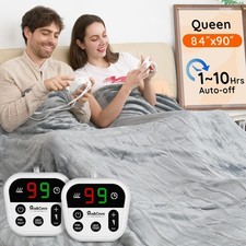 Heated Blanket Queen Size  84"x90"  Dual Control Flannel Electric Blanket,10