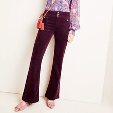 Anthropologie Pilcro High Rise Bootcut Corduroy Trouser Pants Size 27 Burgundy