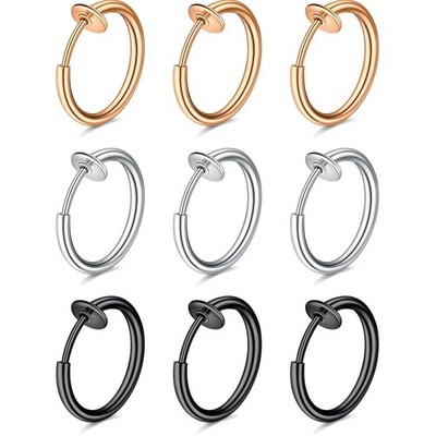 Fake Nasenpiercing Ring Set Edelstahl Non Piercing Hoop Clips Damen Herren