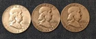 Ben Franklin silver half dollars - 1950, 1952 D, 1954