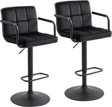 Adjustable Bar Stool Swivel Barstools Set of 2 Counter Stools with Armrest