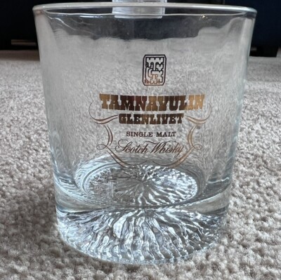 Glenlivet Tamnavulin Lowball Single Malt Scotch Whiskey Glass Gold Font Heavy