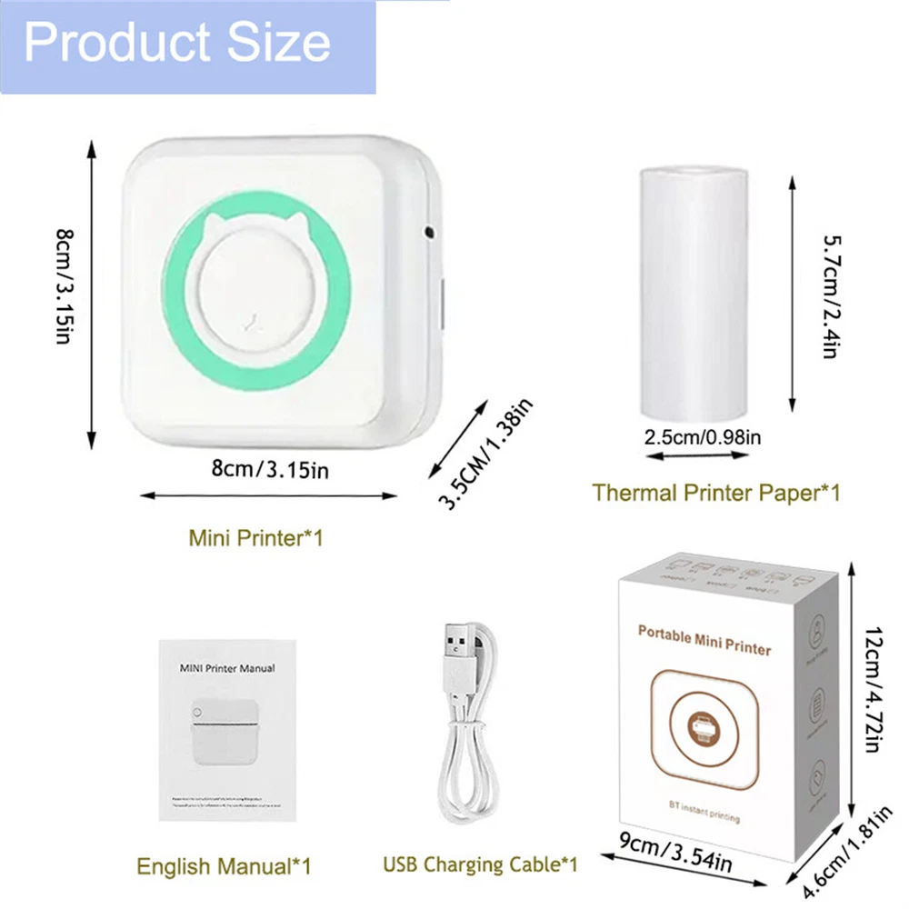 Portable Mini Thermal Printer Label Photo Printer Wireless Bluetooth Printing