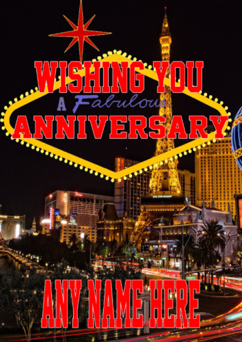 Nevada Las Vegas Happy Anniversary Card mia2 A5 Personalised Greetings - Afbeelding 1 van 1