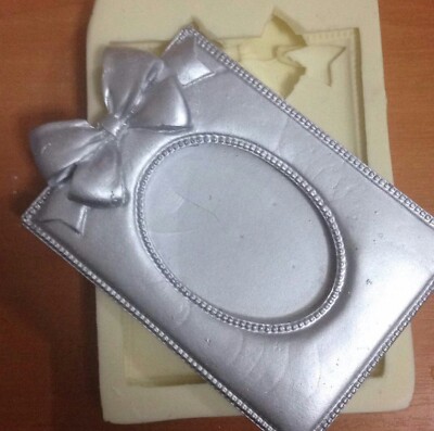 Grand moule en silicone 29x13cm cadre miroir 3 coeur love vintage pâte