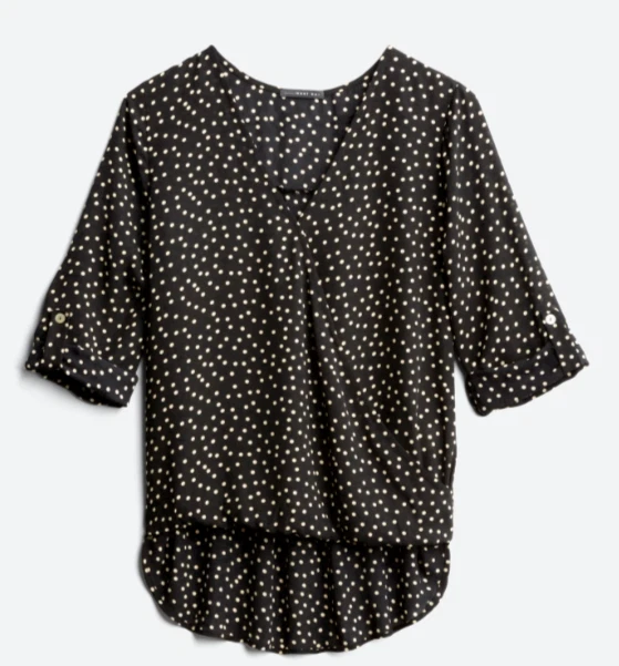 WEST KEI Allan Surplice Rolltab High Low Blouse Size Large