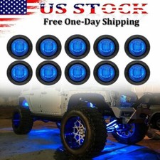 10x Blue Led Rock Lights Round Underbody Light For Jeep Offroad Utv Atv Truck