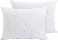 Quilted Pillow Protector - Waterproof and Bed Bug Proof Zippered Pillow Prote...