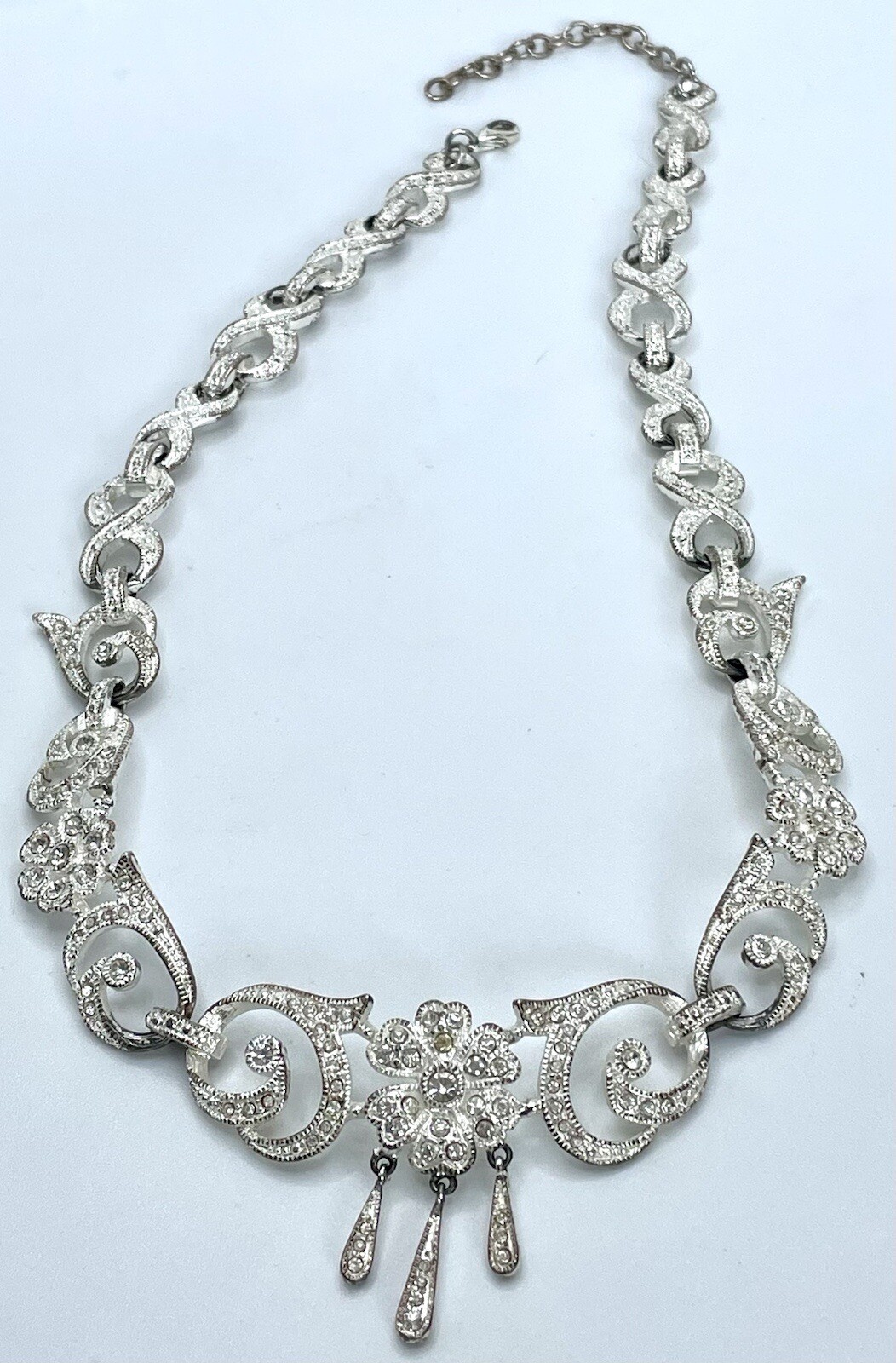 Rhinestone Crystal Statement Bridal Necklace Coll… - image 1
