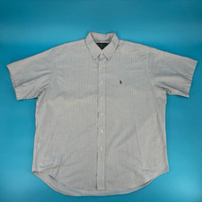 Ralph Lauren Men's Button Down Shirt Sz XL Blue White Stripe Twill Short Sleeve