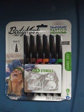 BIC BodyMark Temporary Tattoo Markers - 4 Stencils 6 Markers Game Day Edition