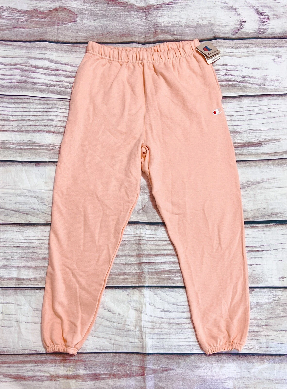 Champion Man SZ L Reverse Weave Jogger Pant Logo Orange Pink NWT (O)