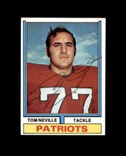 Tom Neville Hand Signed 1974 Topps New England Patriots Autograph