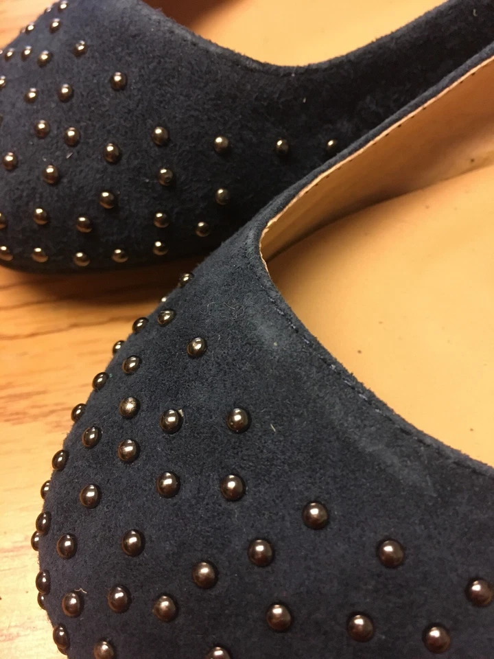 Charlotte Ronson Gamuza Cuero Tachonado Ballet Pisos, Azul Marino, 8 Foto 4 de 4