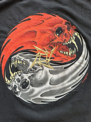 Vintage 1990s Metallica Pushead Rebel Skull Black Double Sided T 